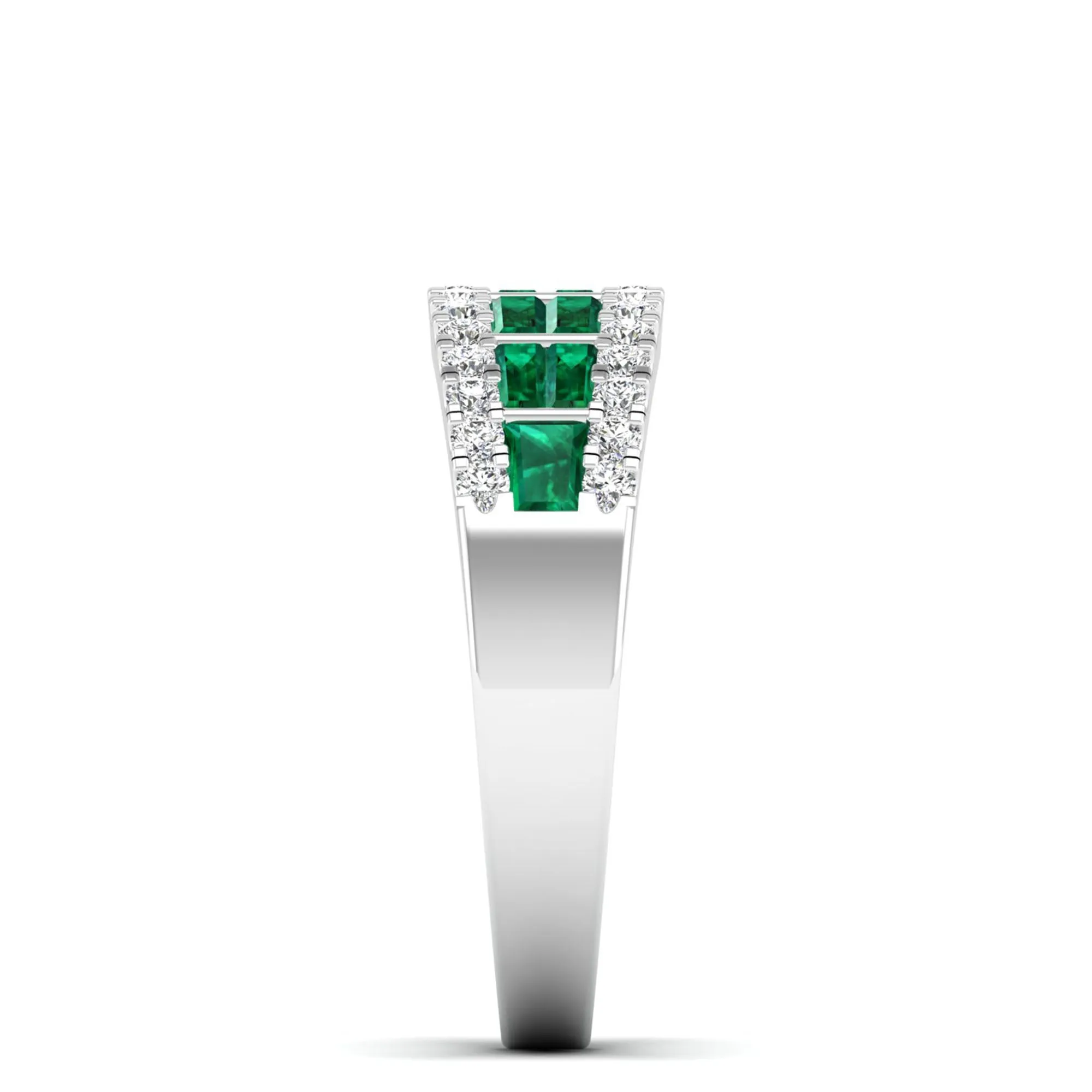 Baguette Emerald and Diamond Band