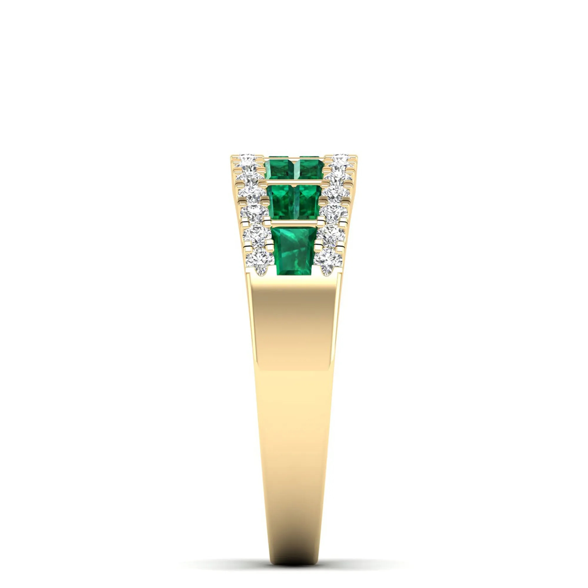 Baguette Emerald and Diamond Band