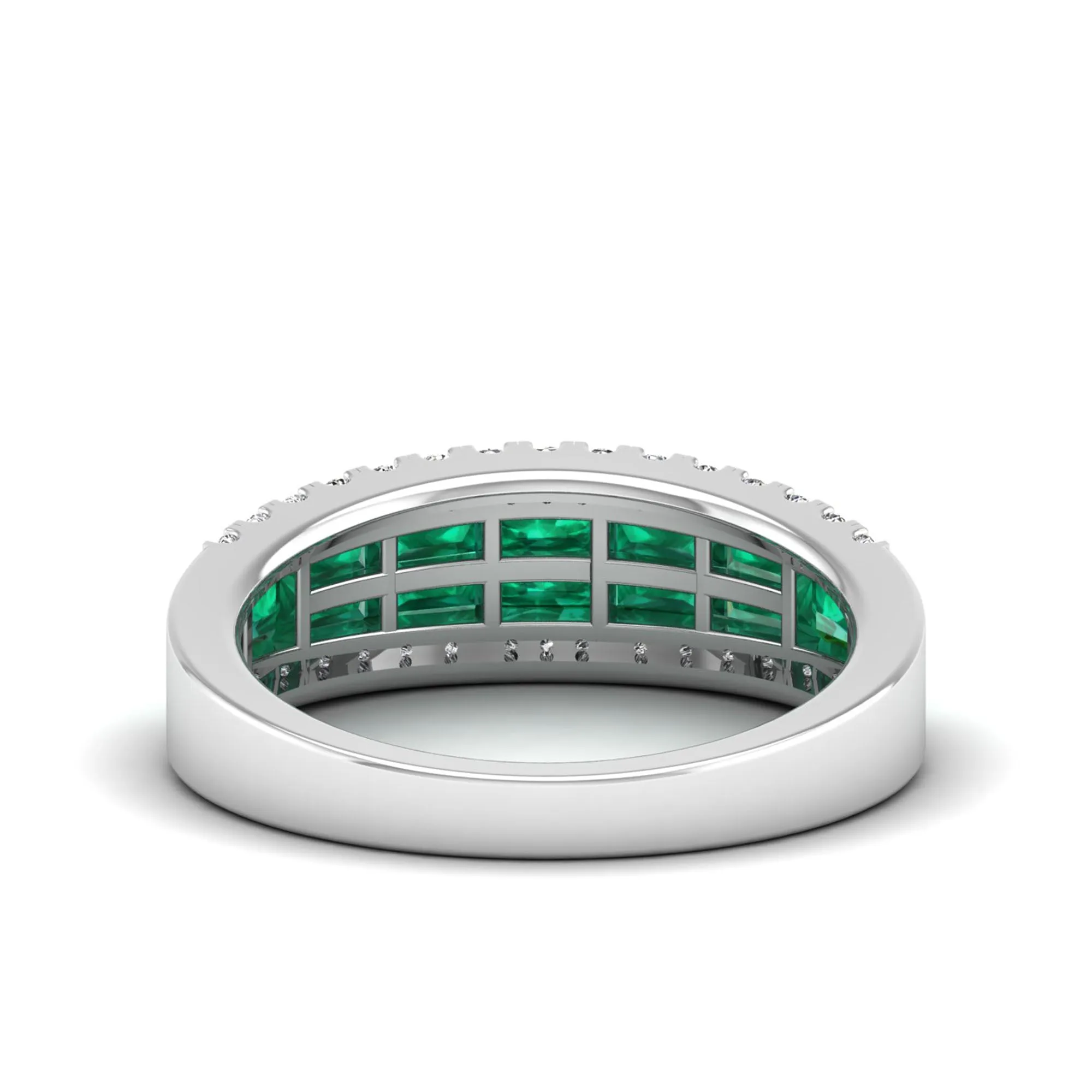 Baguette Emerald and Diamond Band