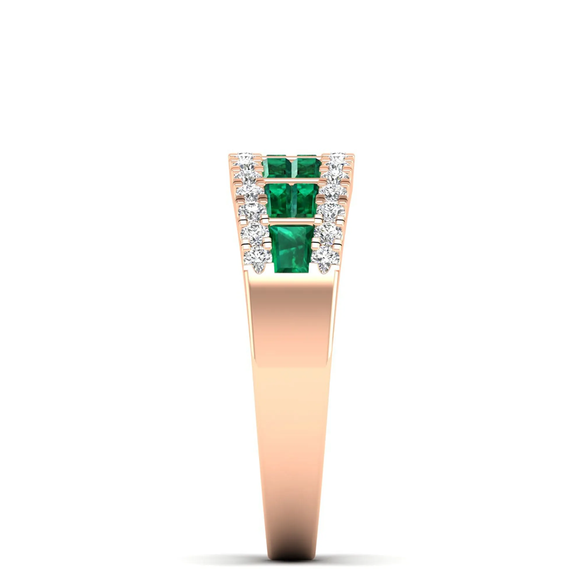 Baguette Emerald and Diamond Band