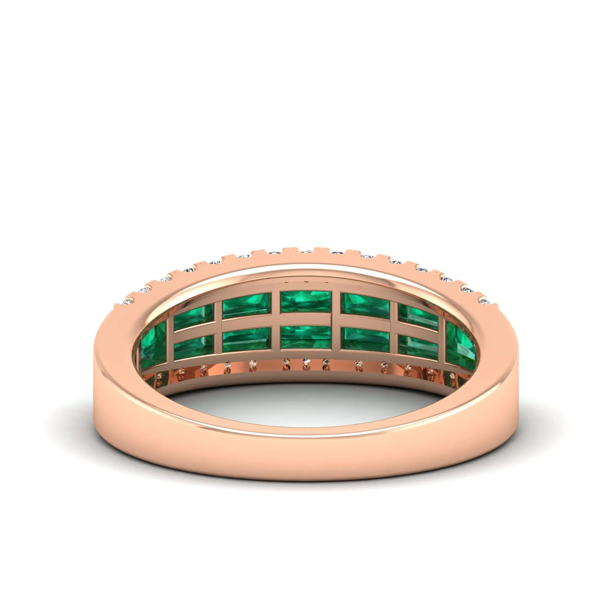 Baguette Emerald and Diamond Band
