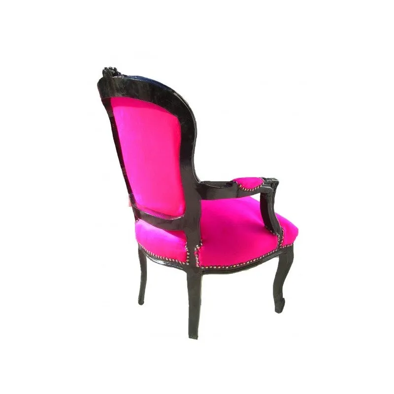 Baroque Armchair - Fuchsia Velvet on Black
