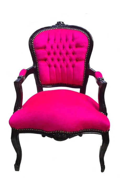Baroque Armchair - Fuchsia Velvet on Black