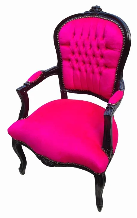Baroque Armchair - Fuchsia Velvet on Black