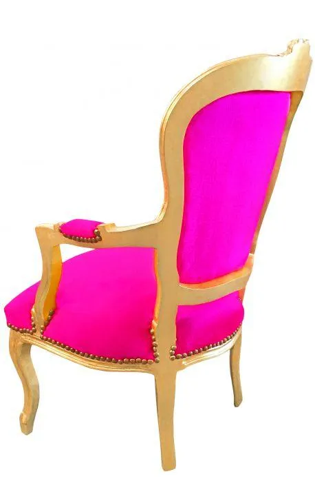 Baroque Armchair - Pink Velvet on Gold