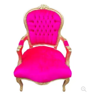 Baroque Armchair - Pink Velvet on Gold