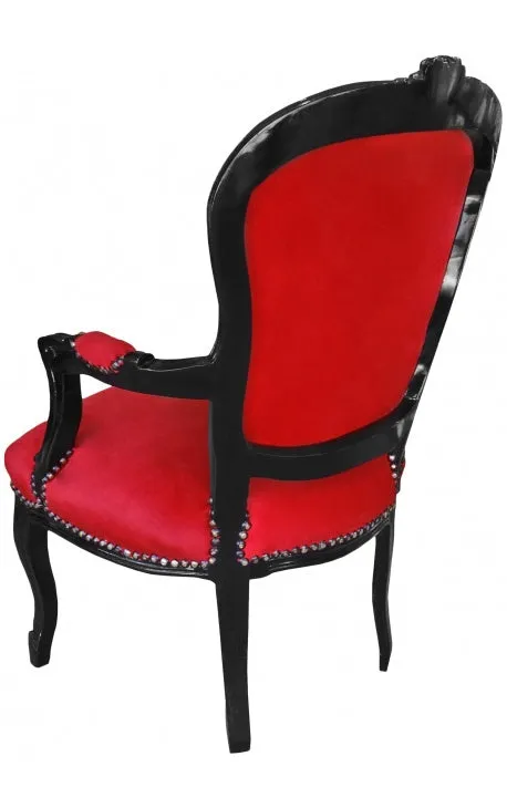 Baroque Armchair - Red Velvet on Black