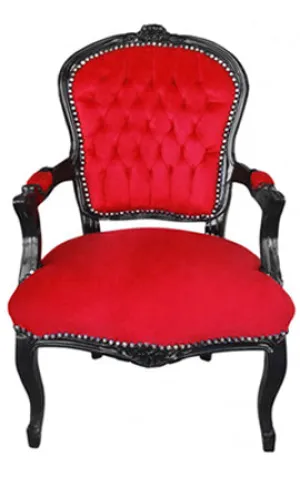 Baroque Armchair - Red Velvet on Black