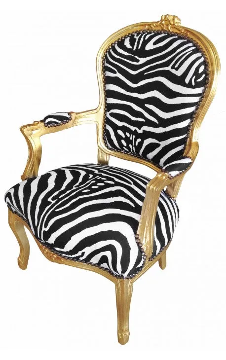 Baroque Armchair - Zebra on Gold