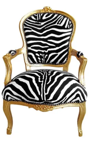 Baroque Armchair - Zebra on Gold