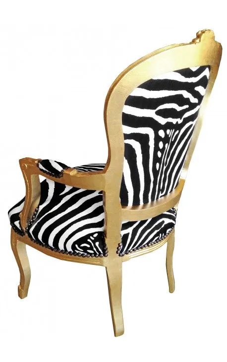 Baroque Armchair - Zebra on Gold