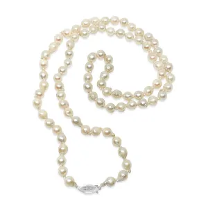 Baroque Crown Japanese Cultured Akoya Pearl Strand - 14K White Gold 30 Inch