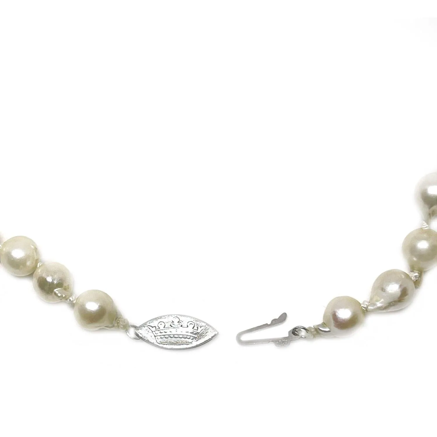 Baroque Crown Japanese Cultured Akoya Pearl Strand - 14K White Gold 30 Inch