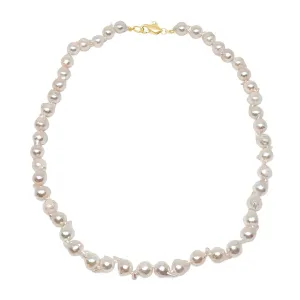 Baroque Fire Ball Japanese Saltwater Cultured Akoya Pearl Strand - 14K Yellow Gold 17 Inch