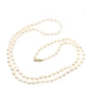 Baroque Japanese Cultured Akoya Pearl Strand - 14K Yellow Gold 34 Inch