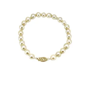 Baroque Mid-Century Vintage Japanese Saltwater Akoya Cultured Pearl Bracelet- 14K Yellow Gold