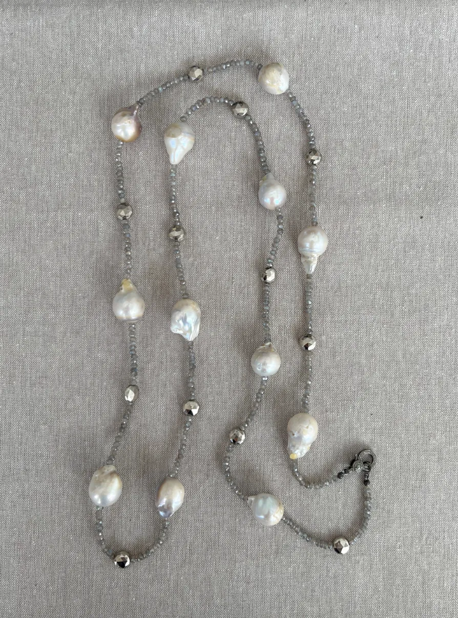 Baroque Pearl and Labradorite Necklace