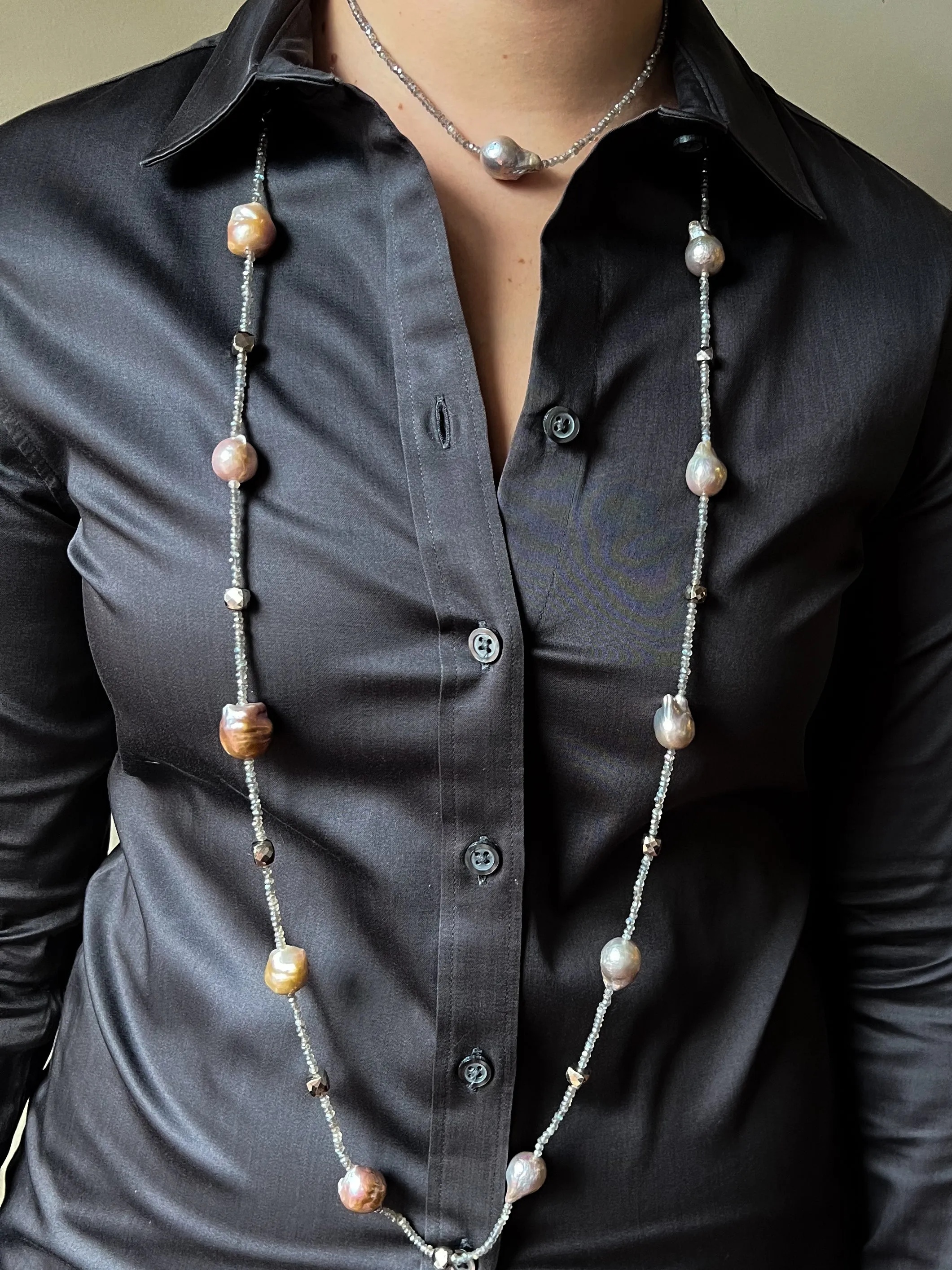Baroque Pearl and Labradorite Necklace