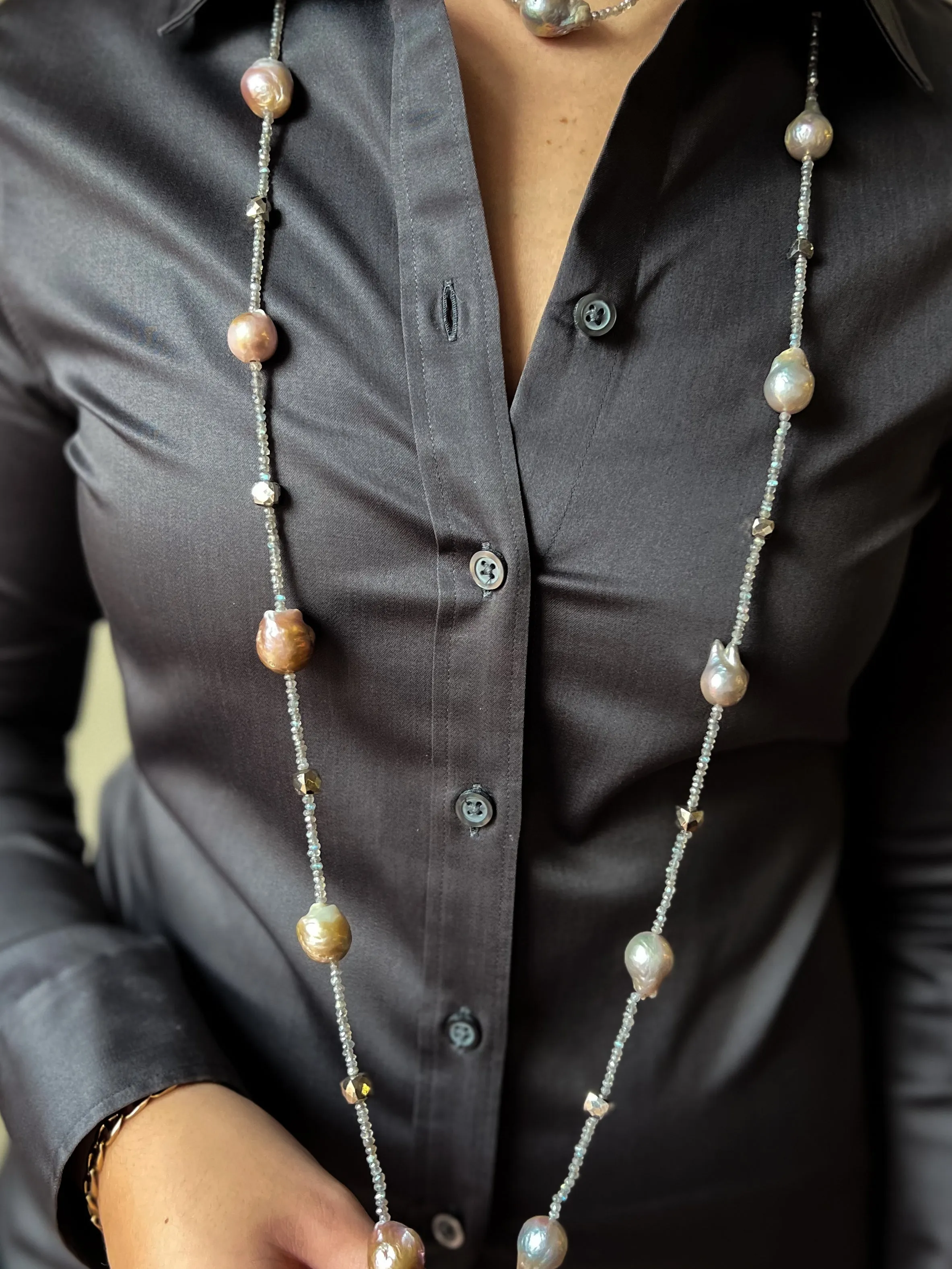 Baroque Pearl and Labradorite Necklace