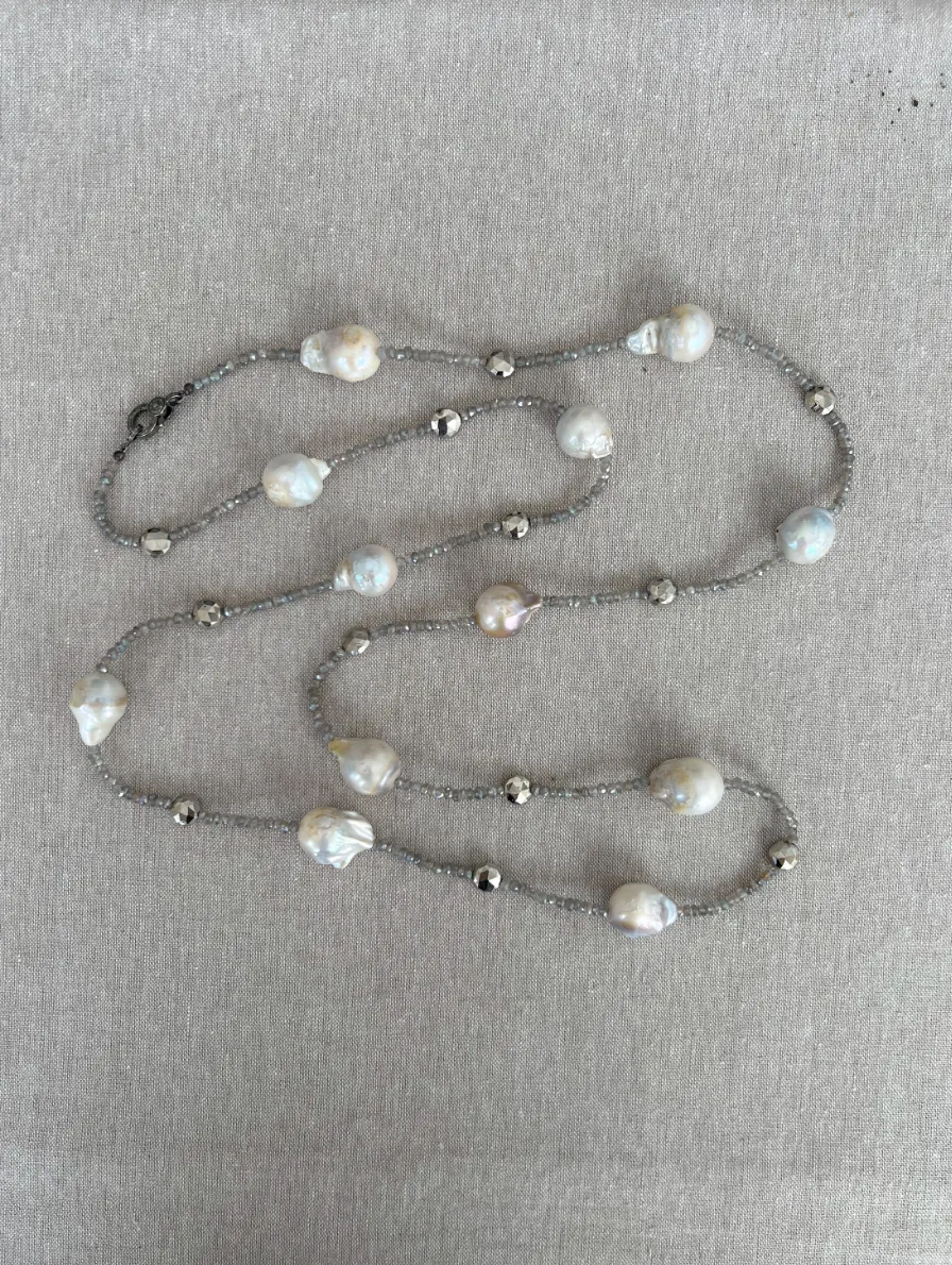 Baroque Pearl and Labradorite Necklace