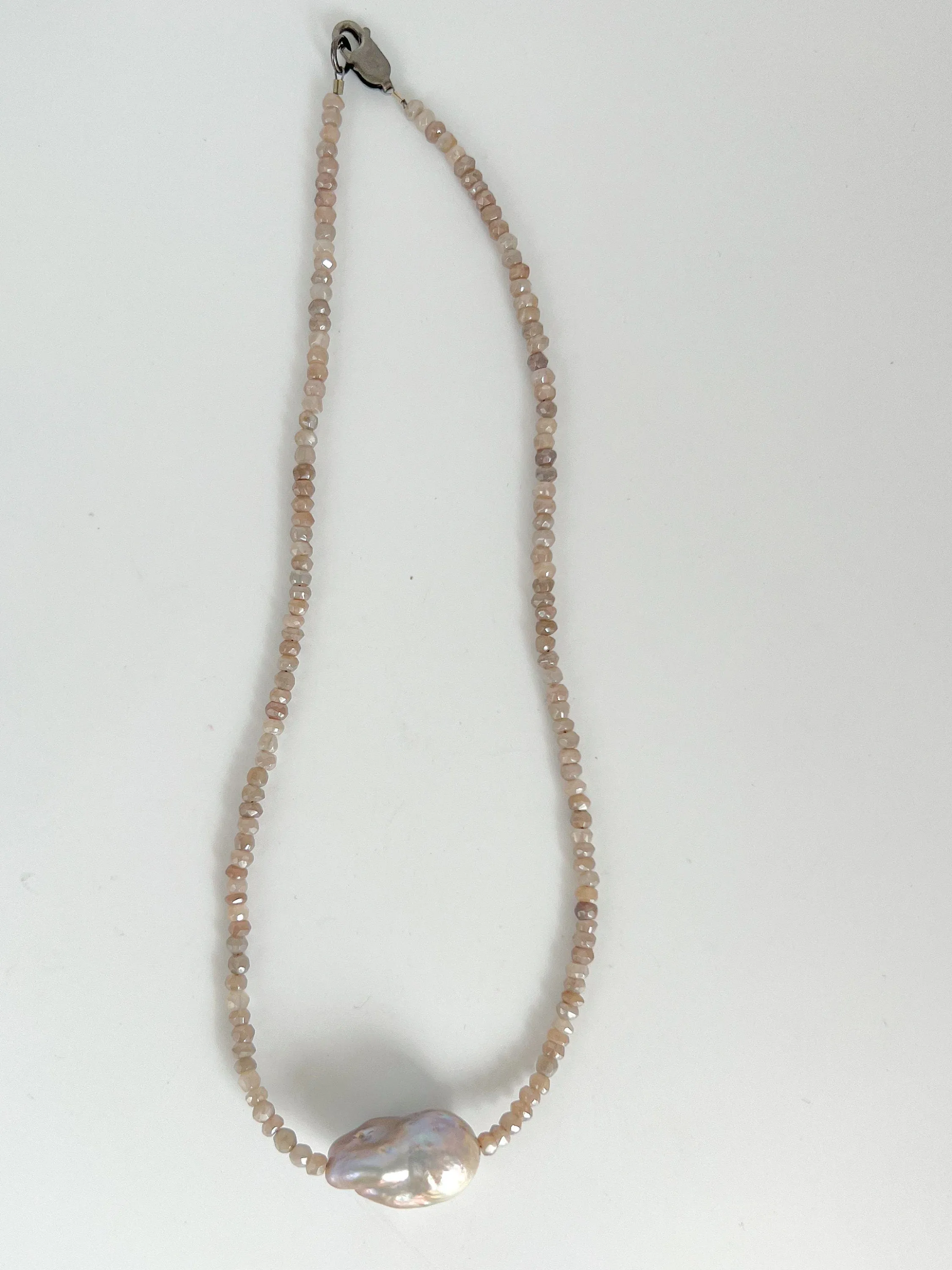 Baroque Pearl Moonstone Short Necklace