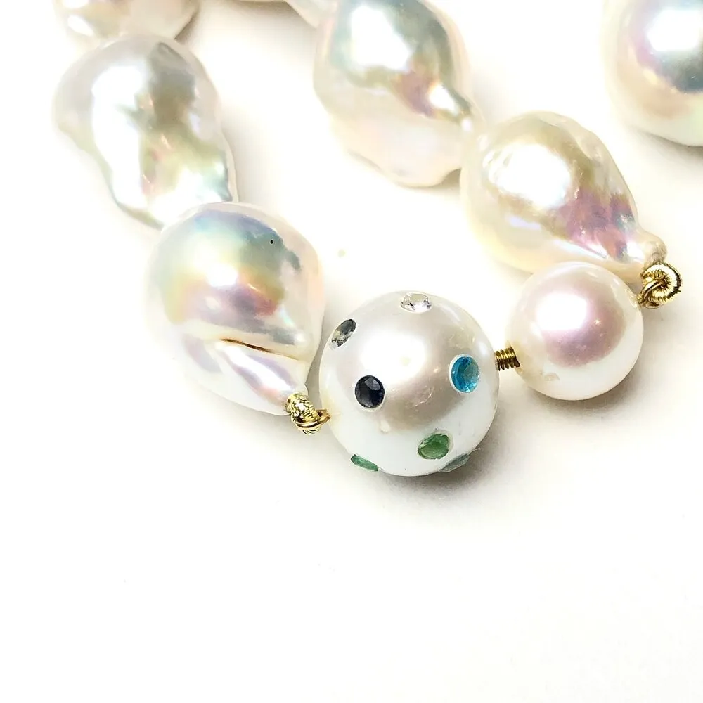 Baroque Pearl Necklace with a Pearl Gemstone Clasp