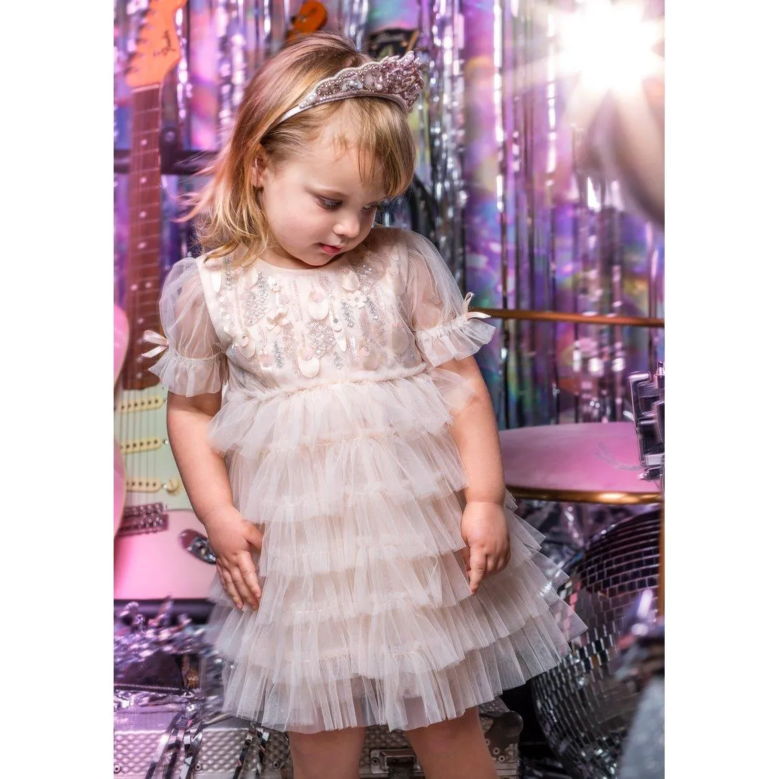 Bebe - Heart Of Glass Tulle Dress - Peach Cake