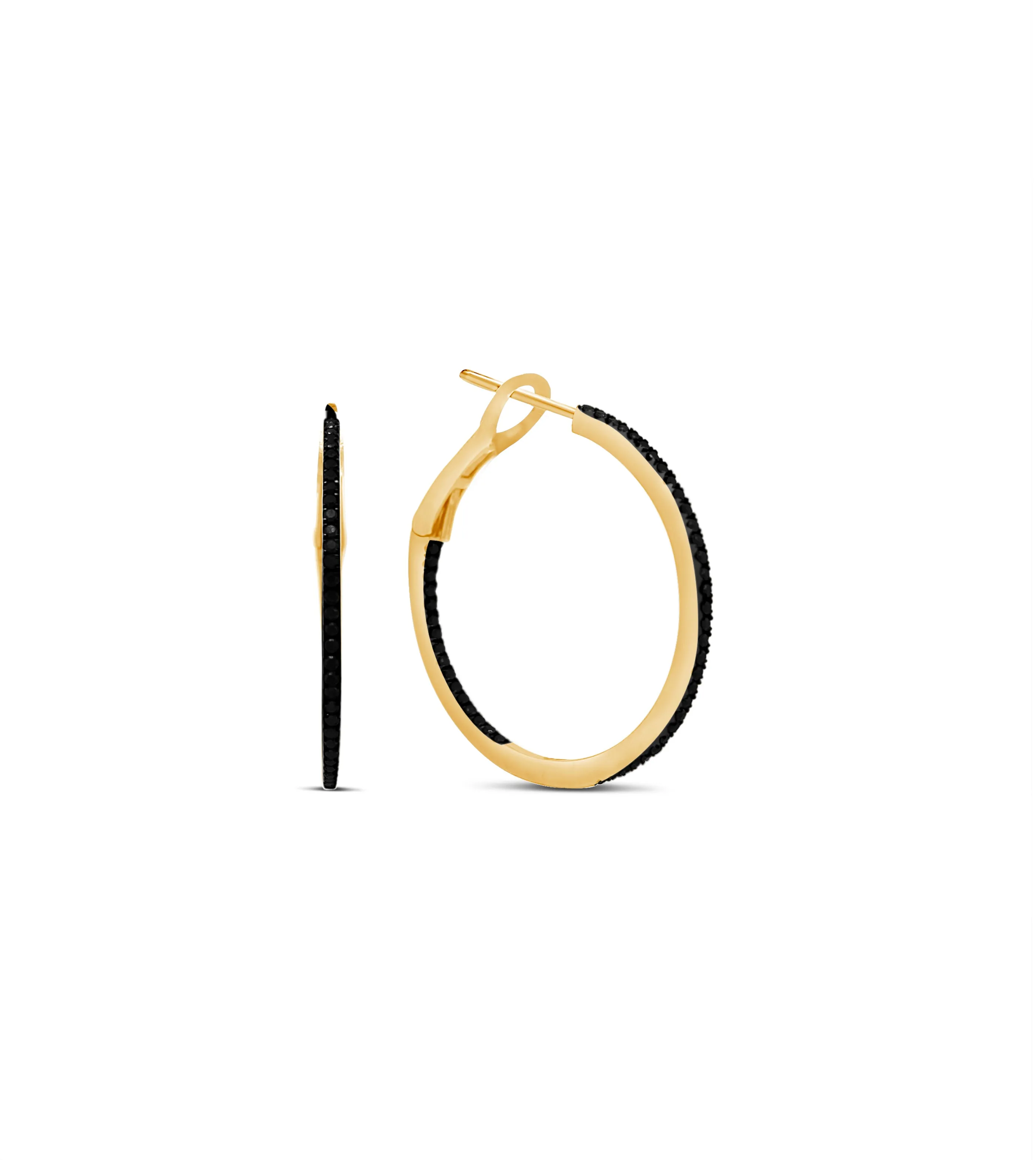 Black Diamond Slim Hoop Earring