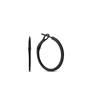 Black Diamond Slim Hoop Earring