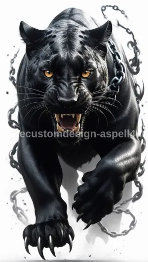 Black Panther Breaking Chains Printable Large Temporary Tattoo - Custom Digital Download Design - DIY Your Own Tattoo Canvas Wall Art Poster