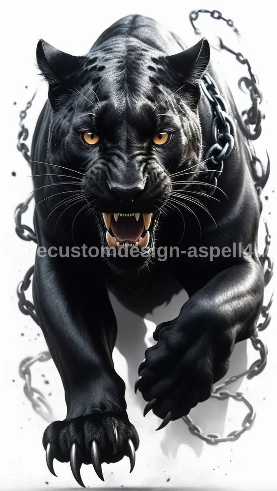 Black Panther Breaking Chains Printable Large Temporary Tattoo - Custom Digital Download Design - DIY Your Own Tattoo Canvas Wall Art Poster