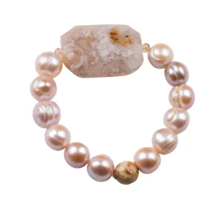 Blush Freshwater Pearl & Tigerskin Quartz Bracelet