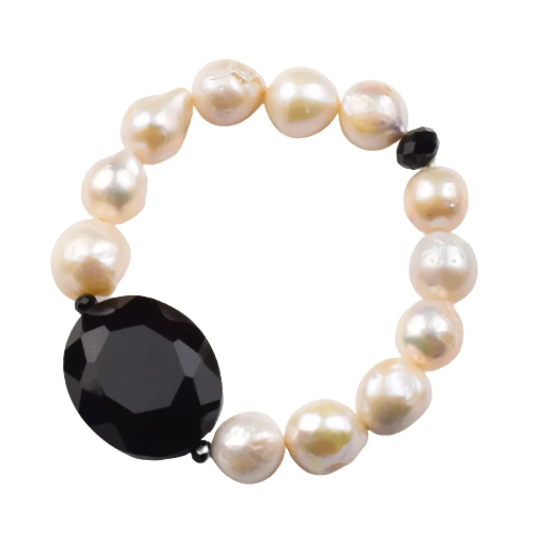 Blush Freshwater Pearl & Tigerskin Quartz Bracelet