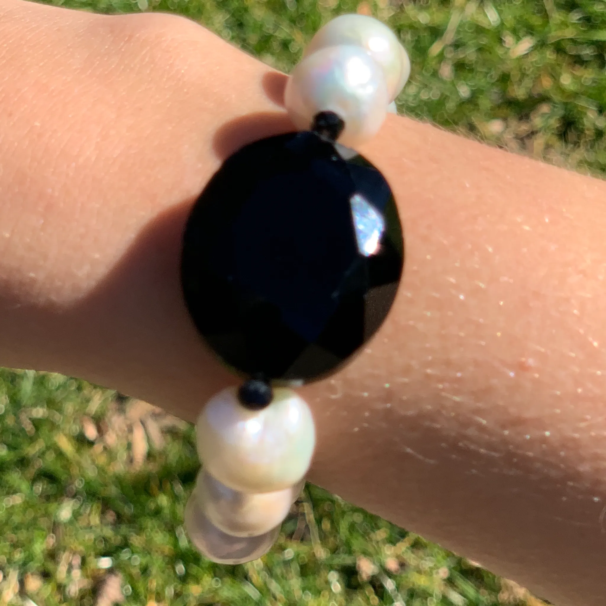 Blush Freshwater Pearl & Tigerskin Quartz Bracelet
