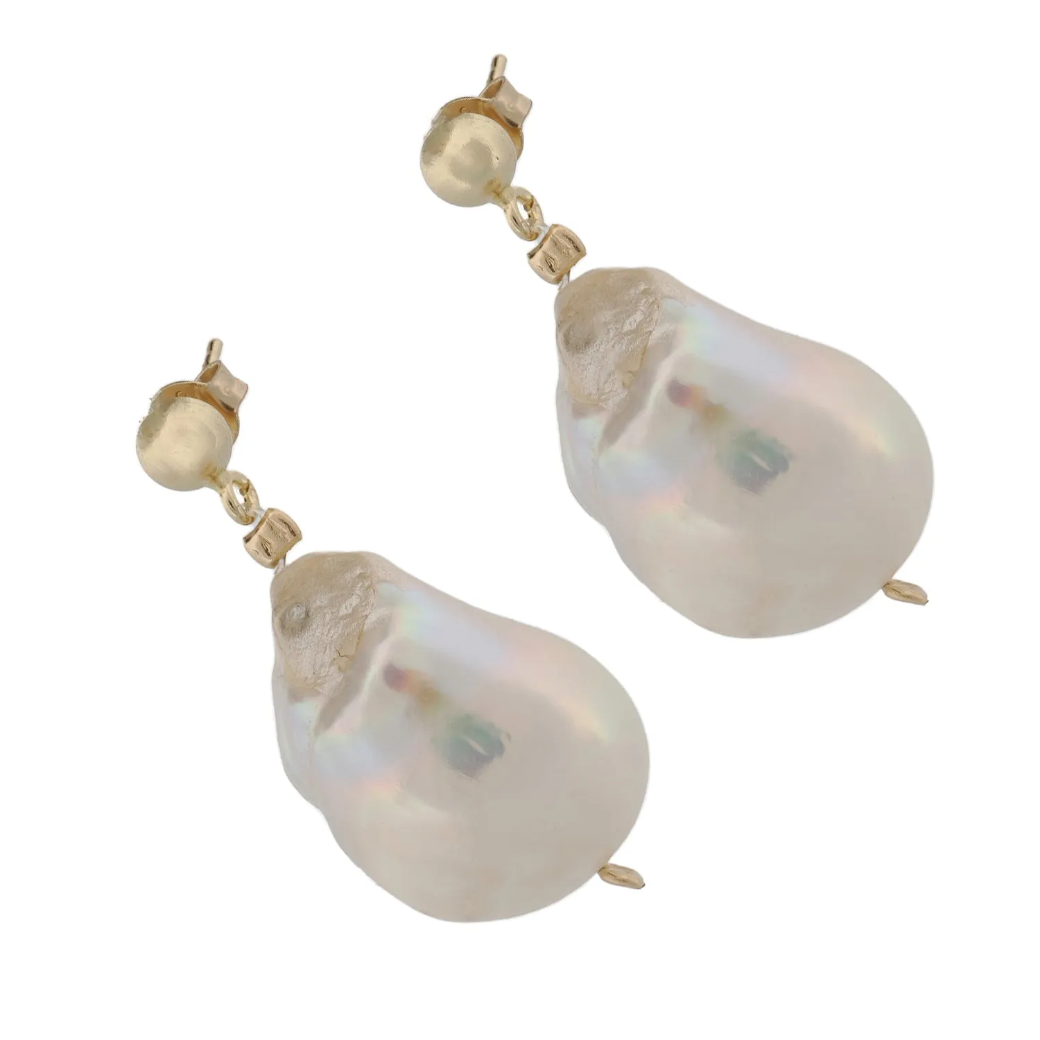 Bold Baroque Pearl & 14K Gold Stud Earrings