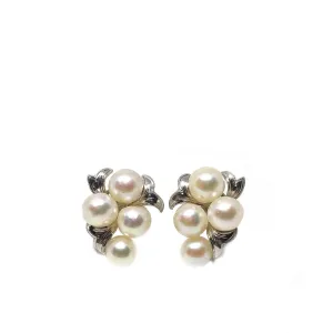 Botanical Akoya Saltwater Cultured Pearl Screwback Earrings- Sterling Silver