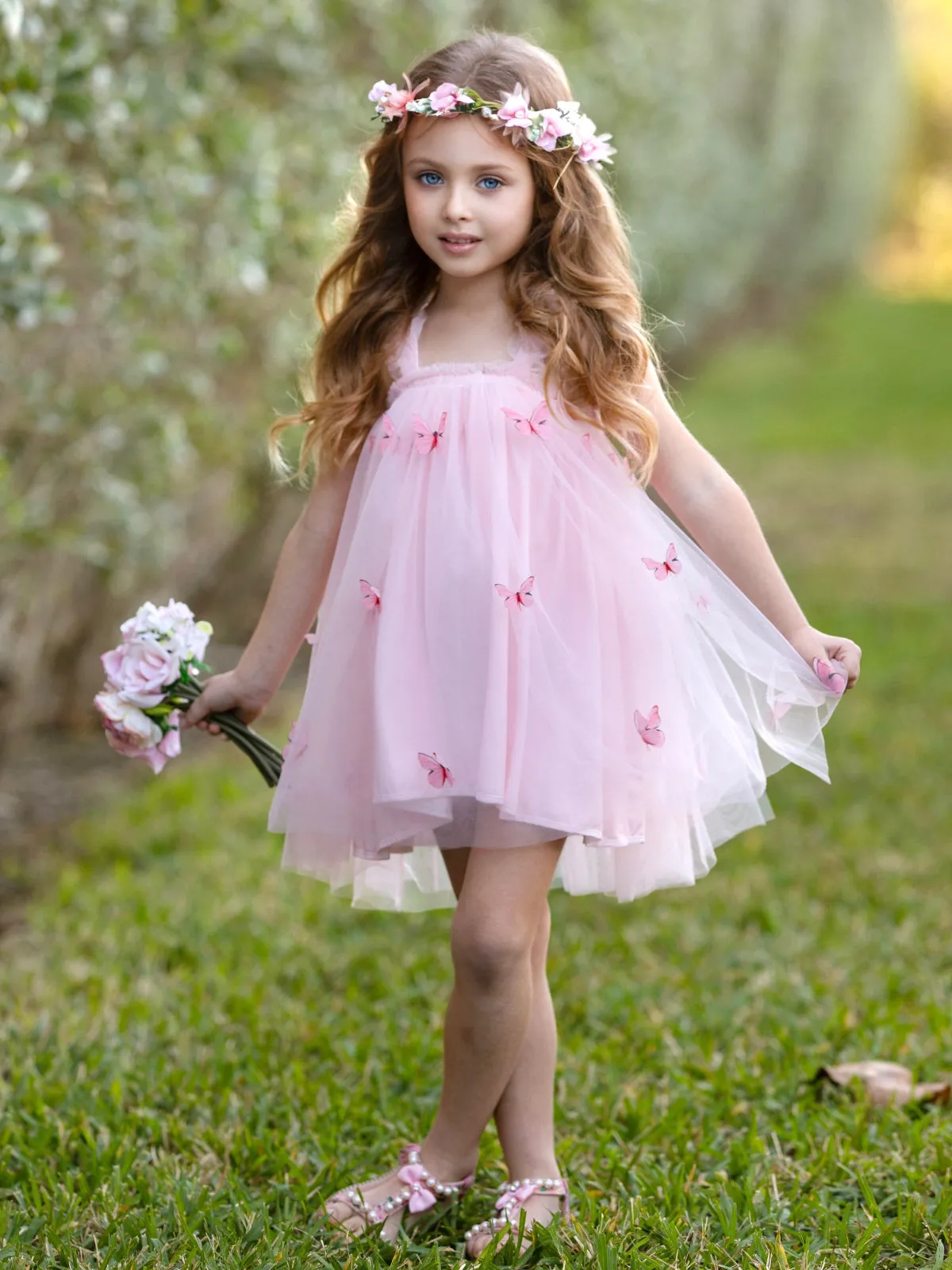 Butterfly Bliss Pink Tulle Dress