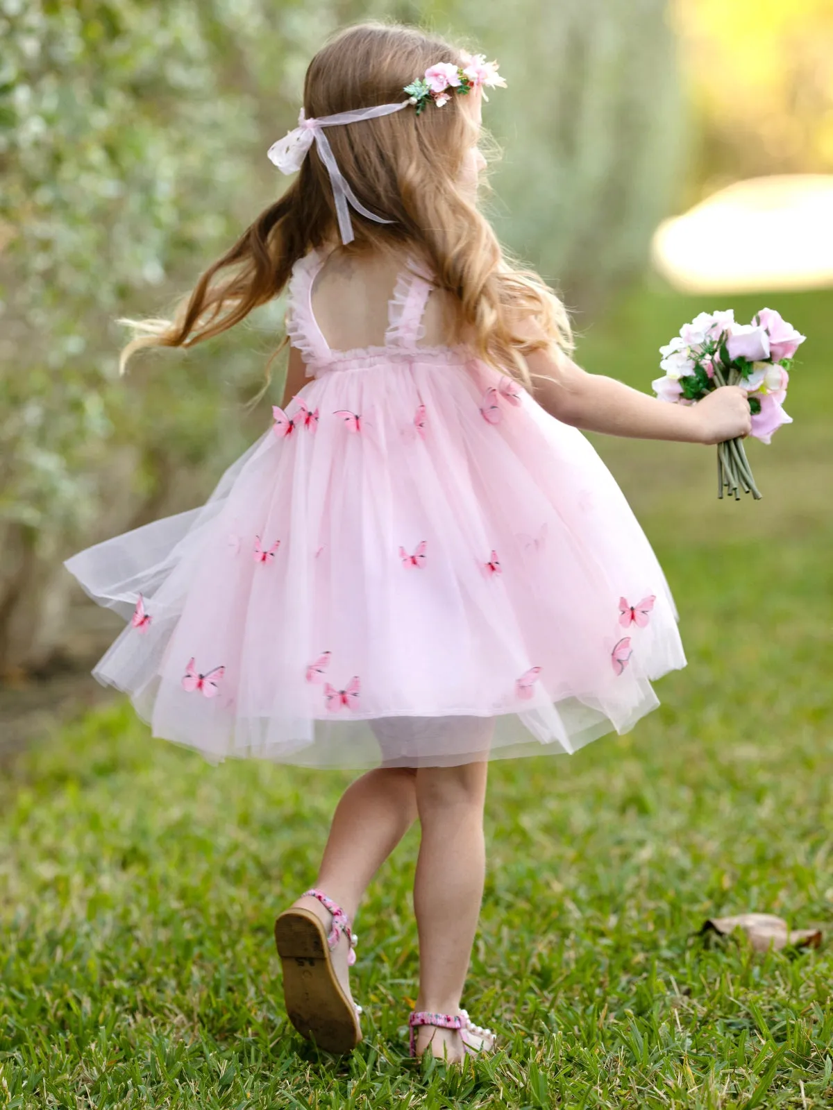 Butterfly Bliss Pink Tulle Dress