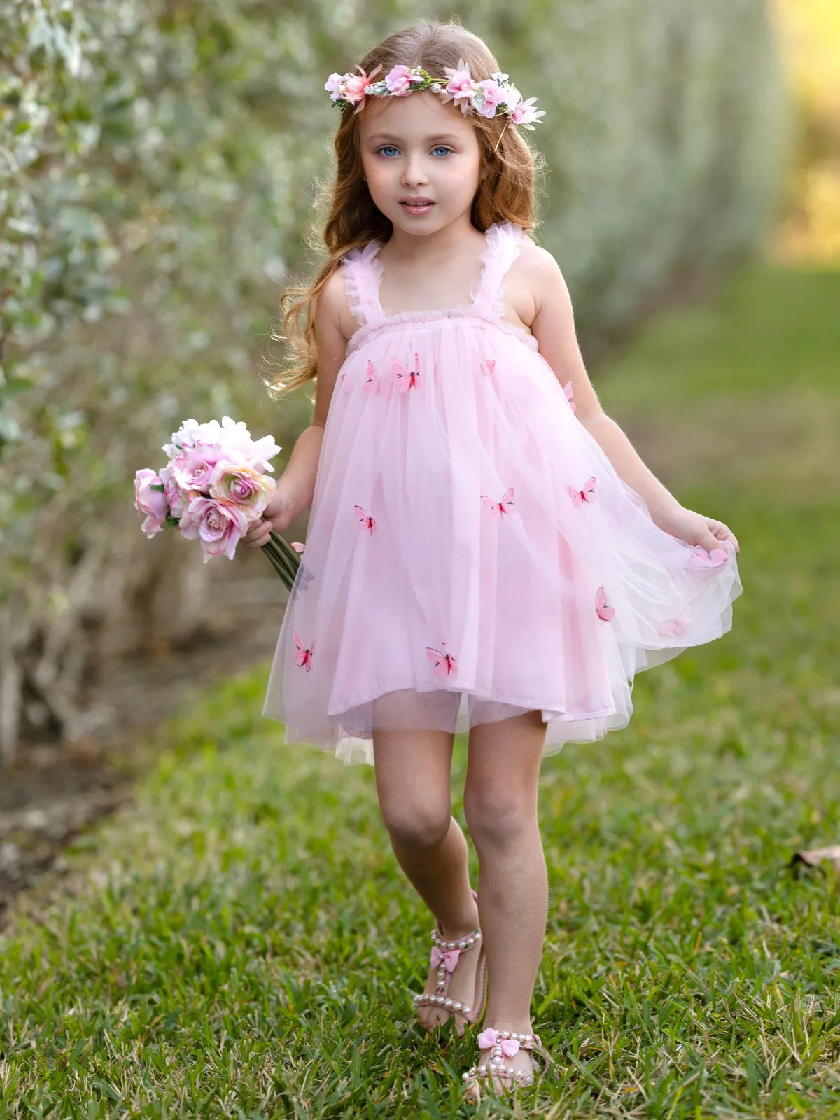 Butterfly Bliss Pink Tulle Dress
