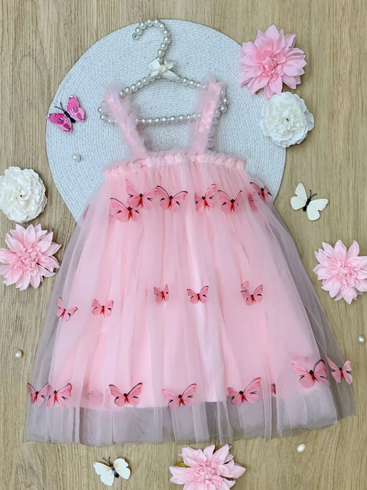 Butterfly Bliss Pink Tulle Dress