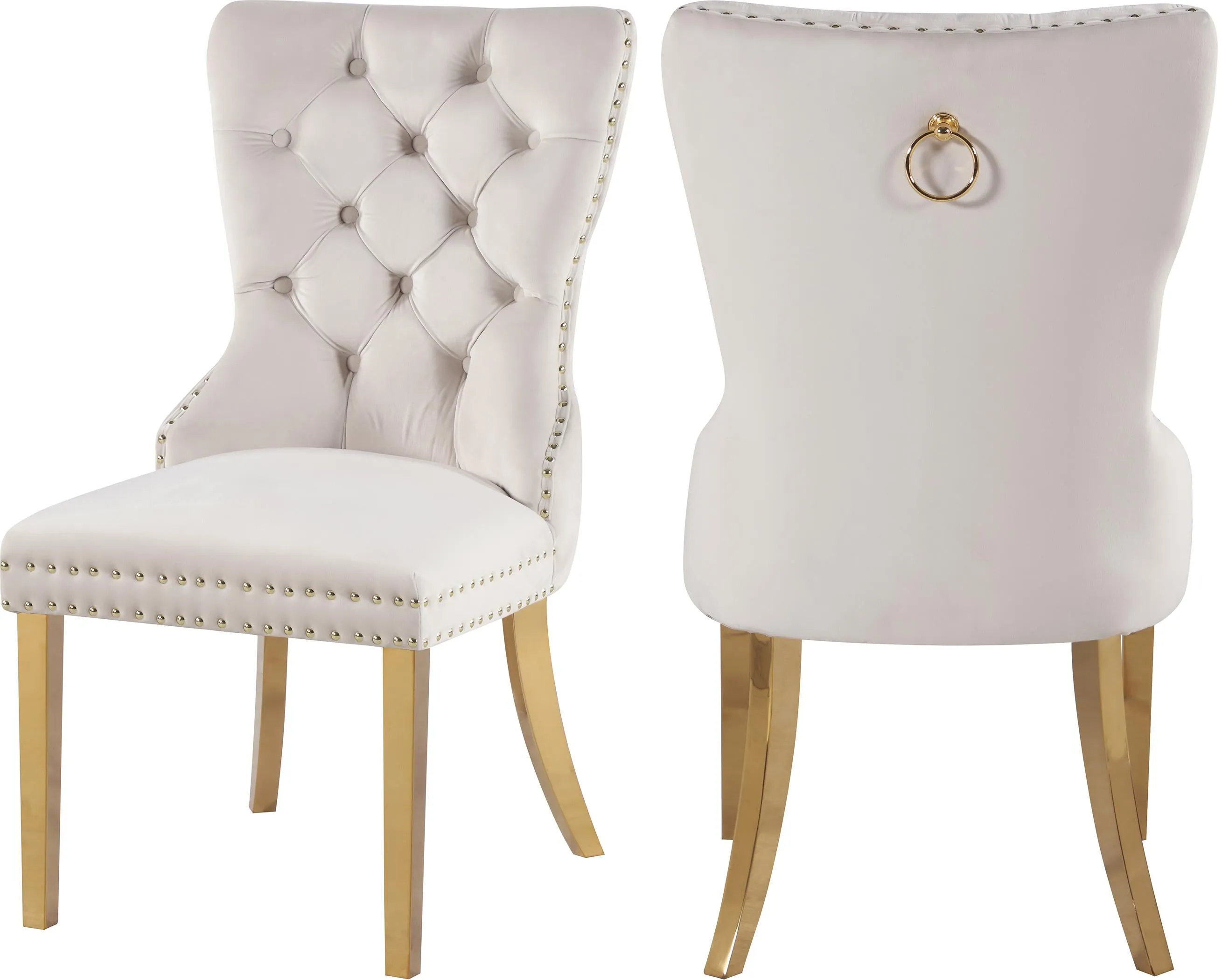 Carmen Cream Velvet Dining Chairs (2)