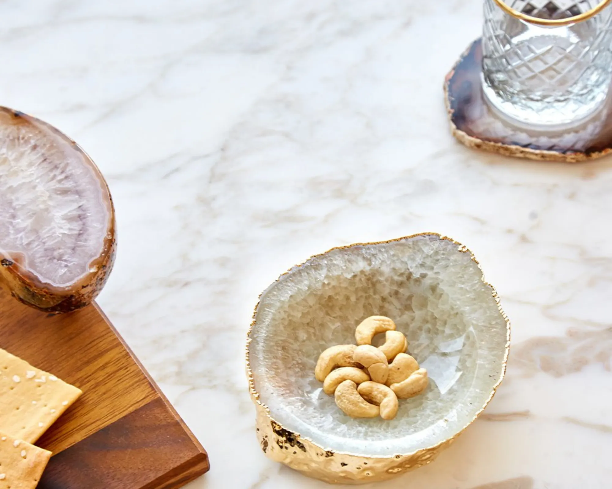 Cascita Bowl - Natural Agate / 24k Gold