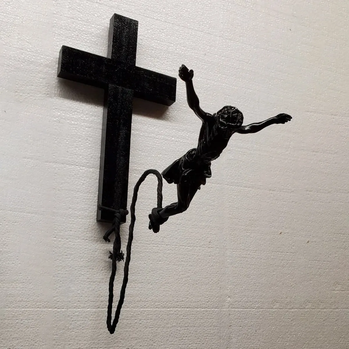 Christianartbag Decor, The Original BunJesus, Bungee Jumping Jesus, Black Bunjesus, Funny Decor Christian.
