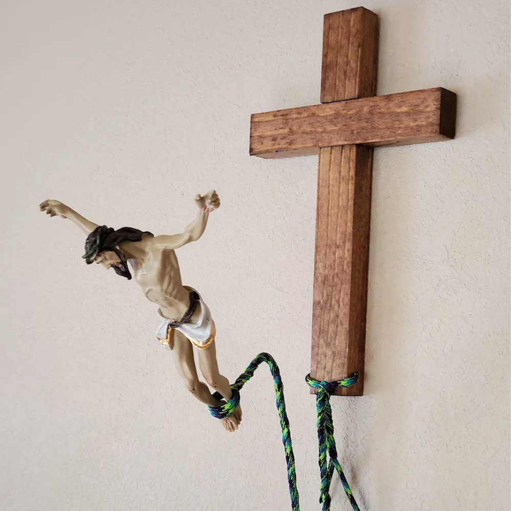 Christianartbag Decor, The Original BunJesus, Bungee Jumping Jesus, Black Bunjesus, Funny Decor Christian.
