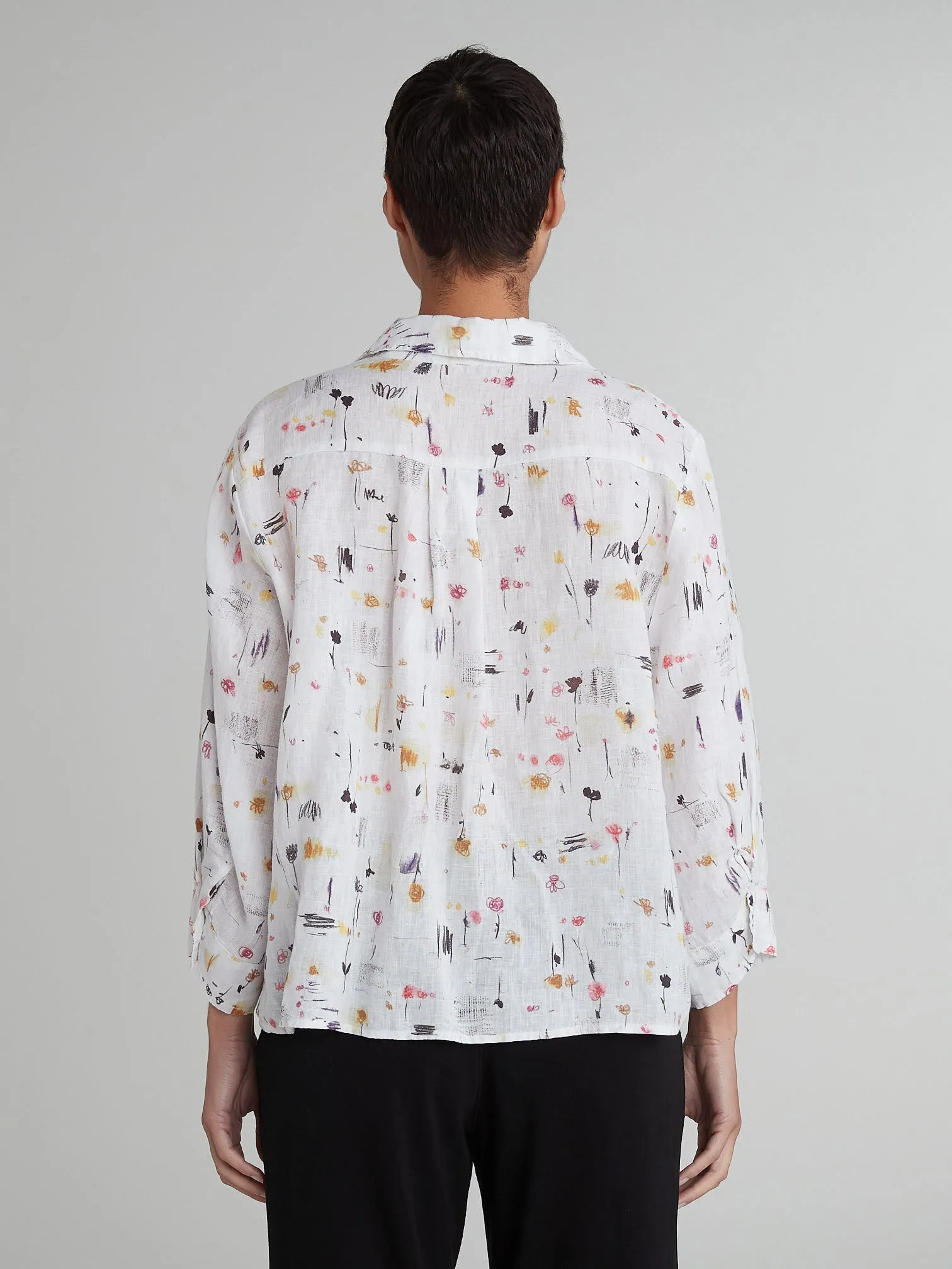 Cut Loose Violine Graffiti Floral Crop Shirt, Style 4636806