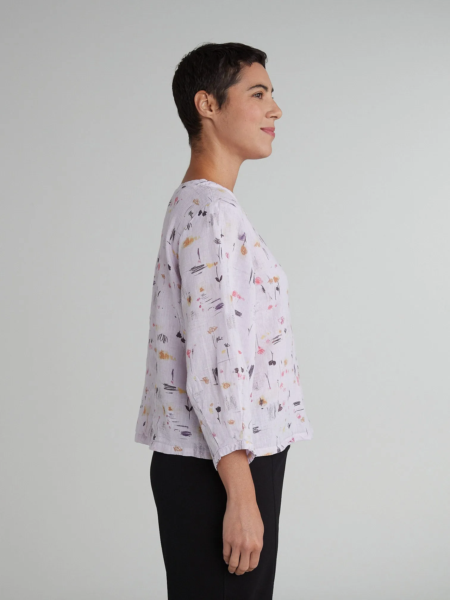 Cut Loose Violine Graffiti Floral Crop Shirt, Style 4636806