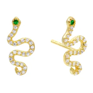 CZ Emerald Green Snake Stud Earring
