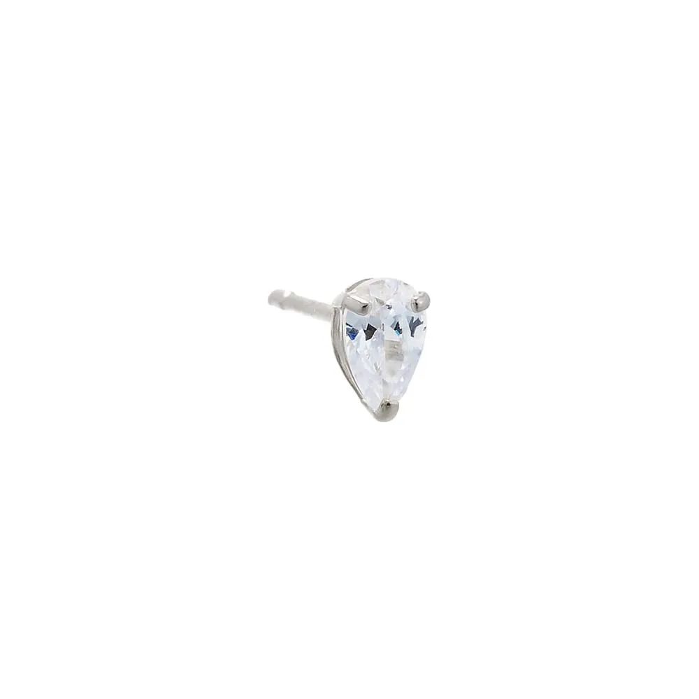 CZ Pear Shape Stud Earring 14K