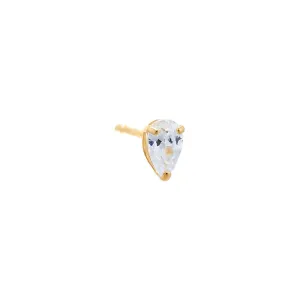 CZ Pear Shape Stud Earring 14K