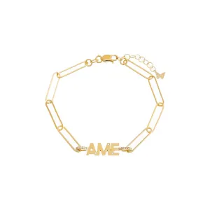 CZ Uppercase Block Monogram Initial Link Bracelet